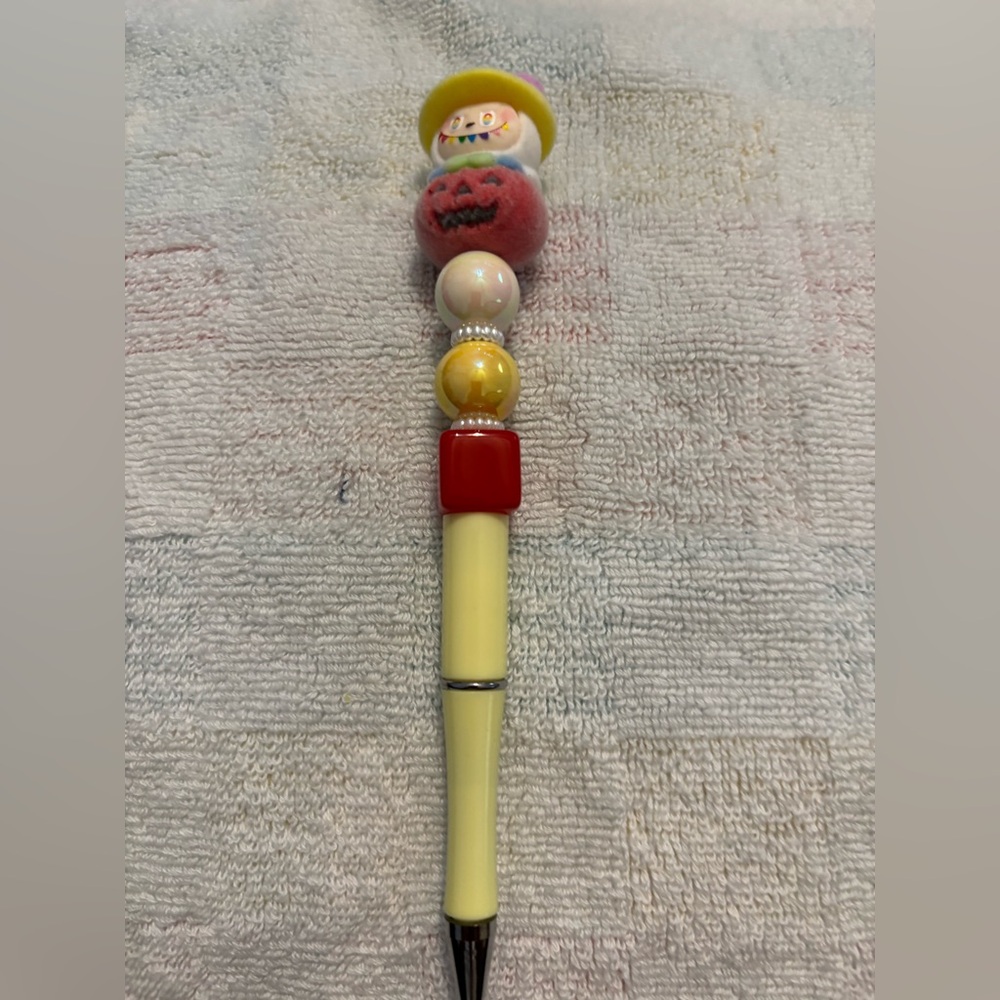 Colorful Halloween Themed Pen with little monster character and beads